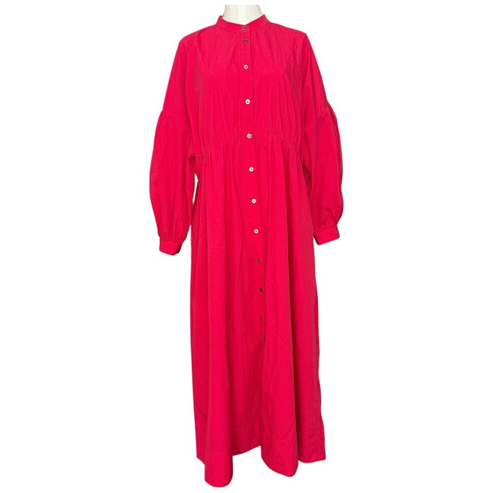 CO Collection Long Sleeve Maxi Dress Cotton Blend In Hot Pink Size L